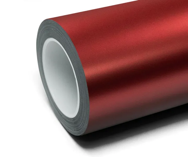 Inozetek Frozen Satin Aluminum Red vinyl wrap film texture — Specced