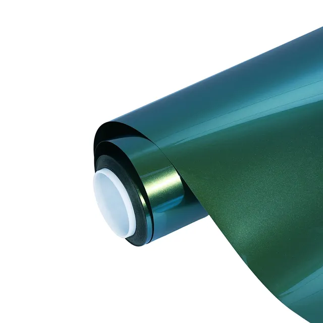 Ravoony Glossy Chameleon Spring Green vinyl wrap film texture — Specced