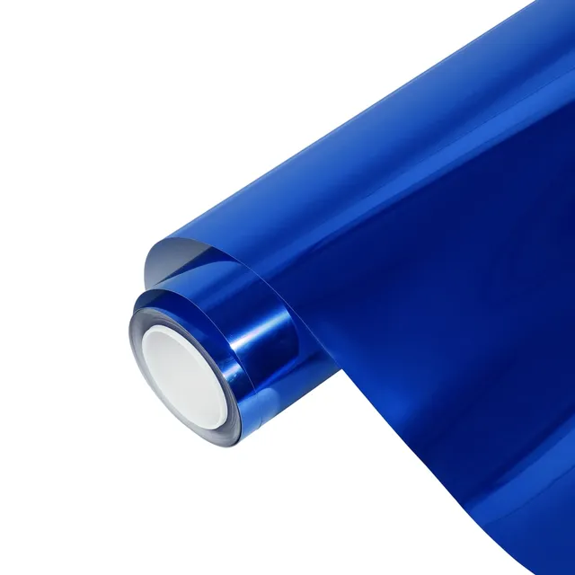 Ravoony Glossy Chrome Blue vinyl wrap film texture — Specced