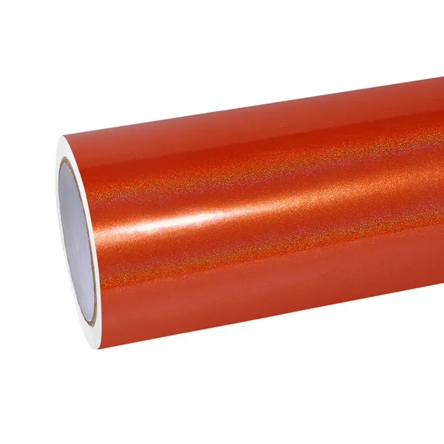 Ravoony Glossy Laser Orange vinyl wrap film texture — Specced
