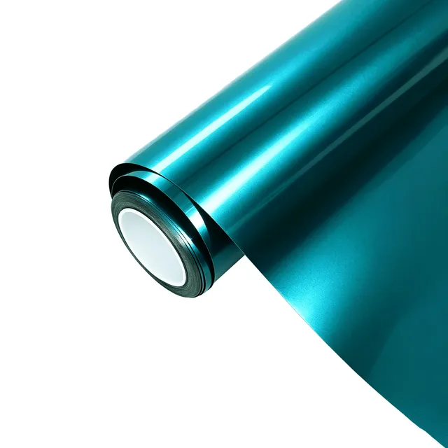 Ravoony Glossy Metallic Atomic Cyan vinyl wrap film texture — Specced