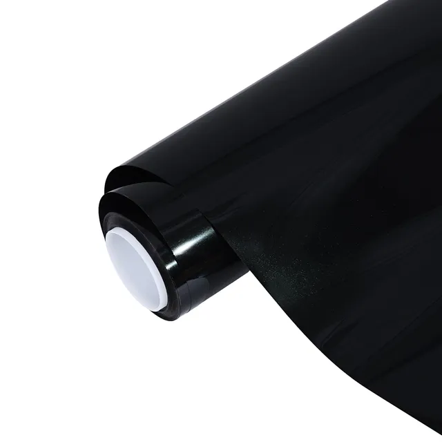 Ravoony Glossy Metallic Santorini Black vinyl wrap film texture — Specced